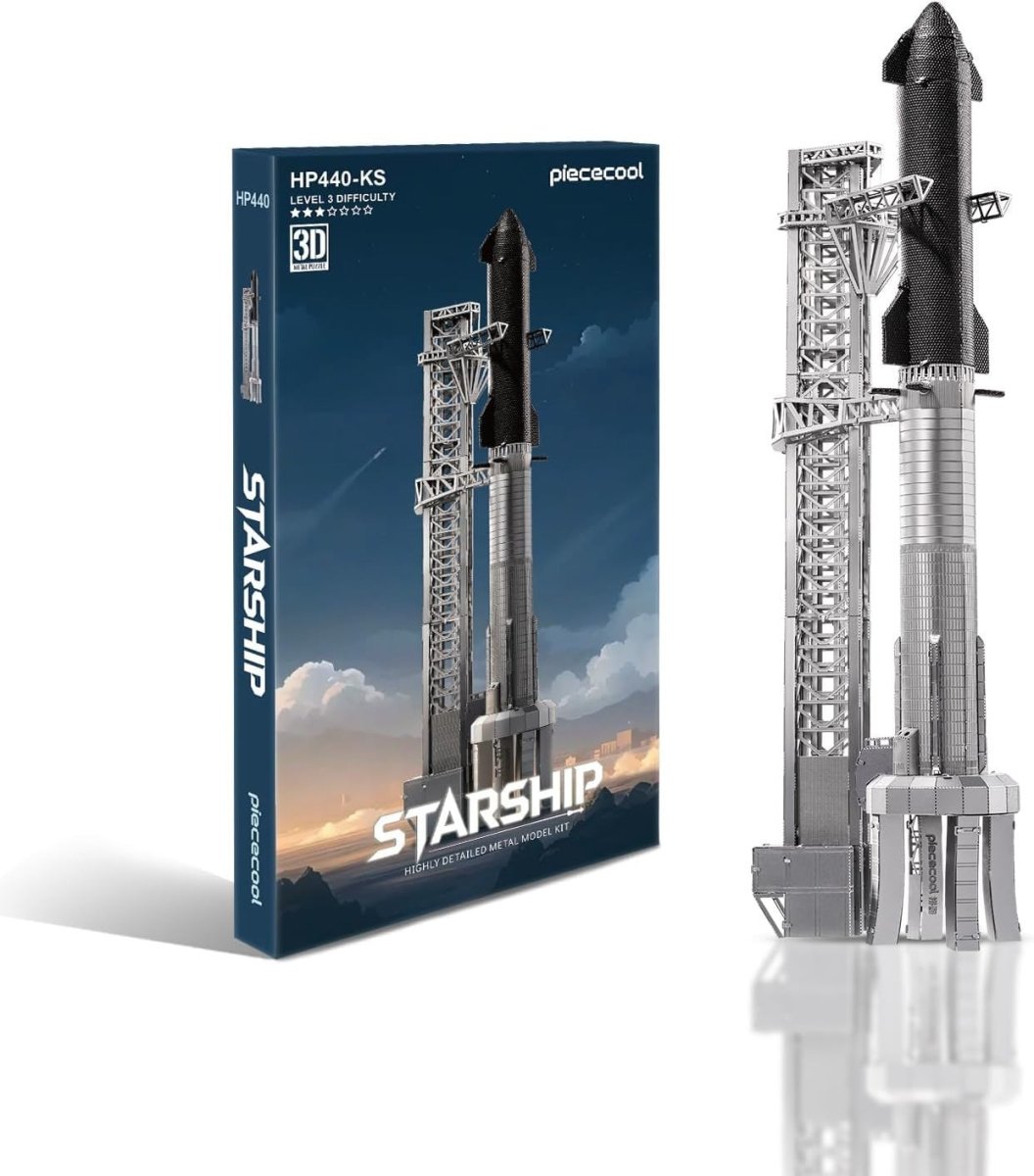 3D Metal Rocket Puzzle DIY Starship Model Kit Stainless Steel 106PCS - Kwikley