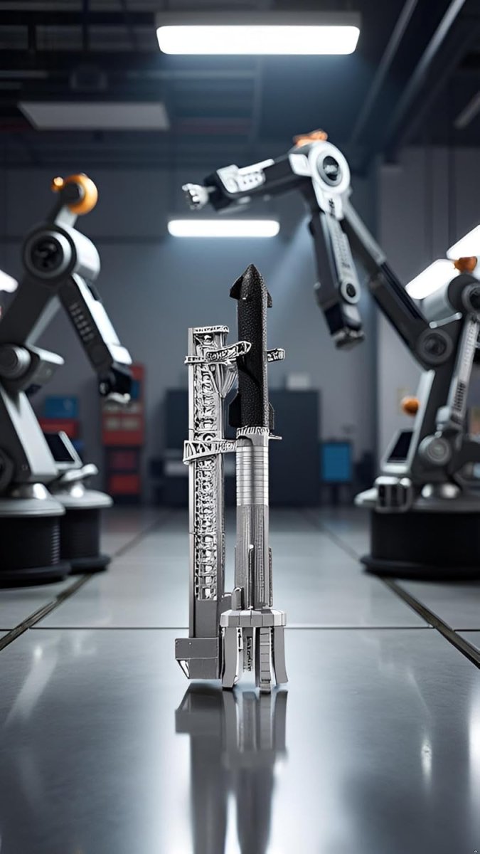 3D Metal Rocket Puzzle DIY Starship Model Kit Stainless Steel 106PCS - Kwikley