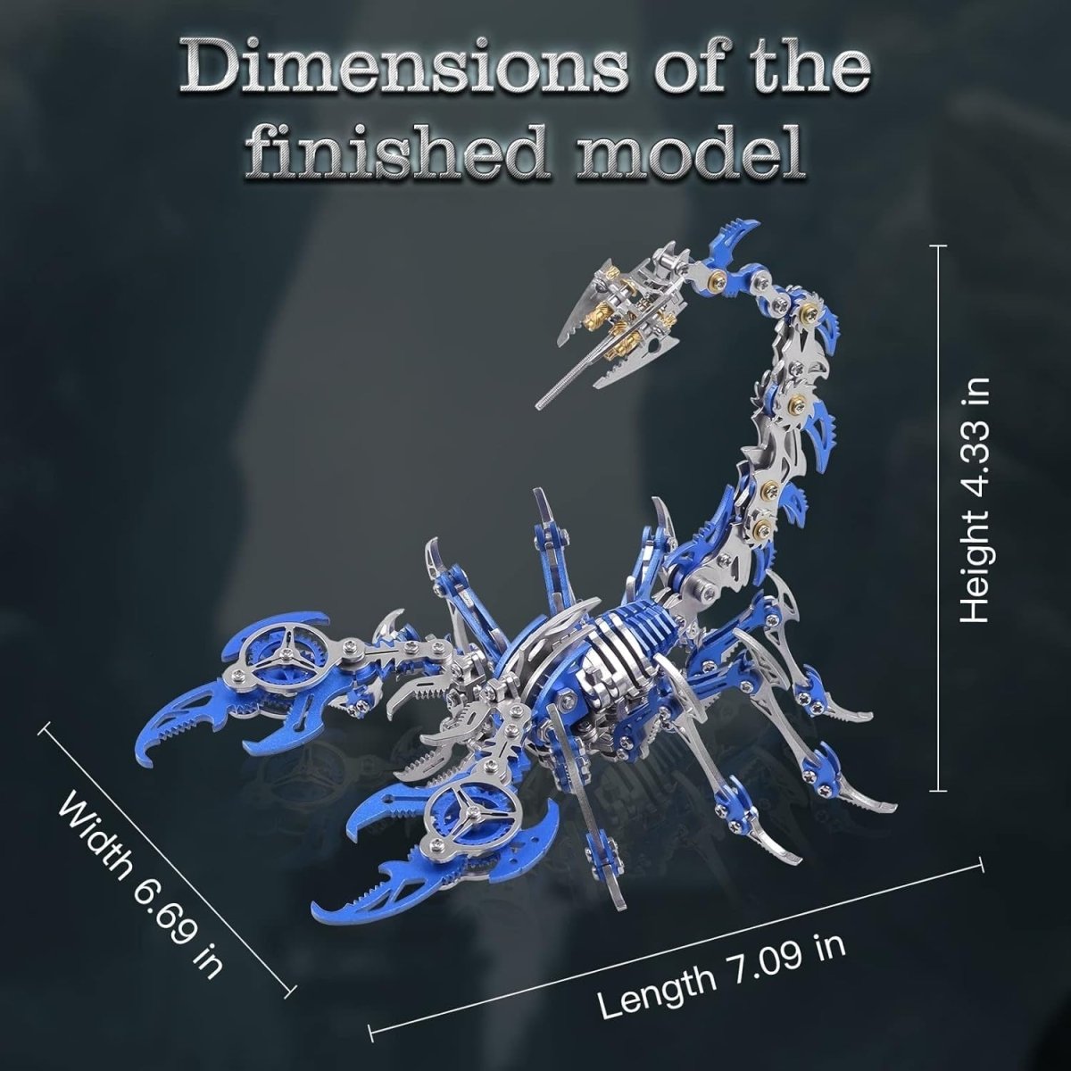 3D Metal Scorpion Puzzle Kit 454PCS Blue DIY Mechanical Model Gift - Kwikley