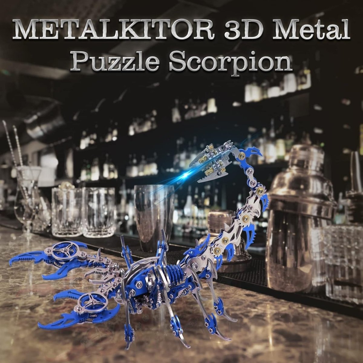 3D Metal Scorpion Puzzle Kit 454PCS Blue DIY Mechanical Model Gift - Kwikley