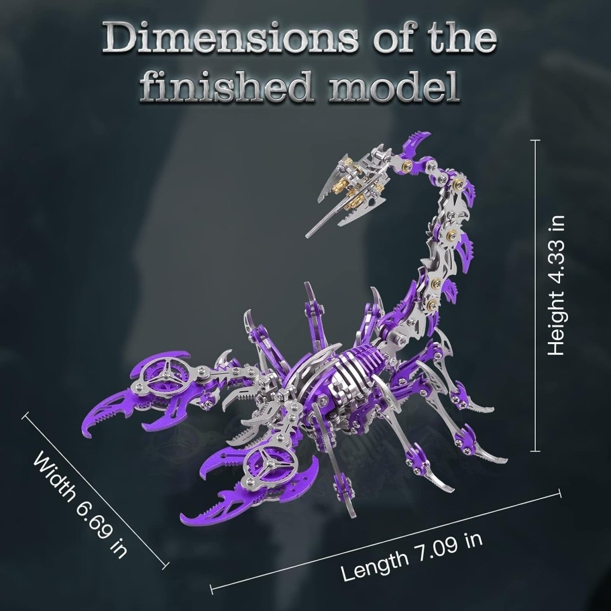 3D Metal Scorpion Puzzle Kit 454PCS Purple DIY Mechanical Model Gift - Kwikley
