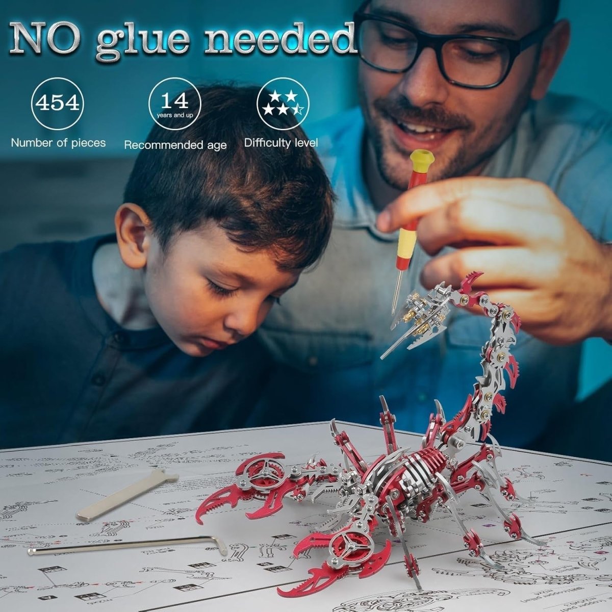 3D Metal Scorpion Puzzle Kit 454PCS Red DIY Mechanical Model Gift - Kwikley