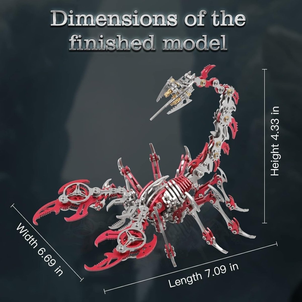 3D Metal Scorpion Puzzle Kit 454PCS Red DIY Mechanical Model Gift - Kwikley