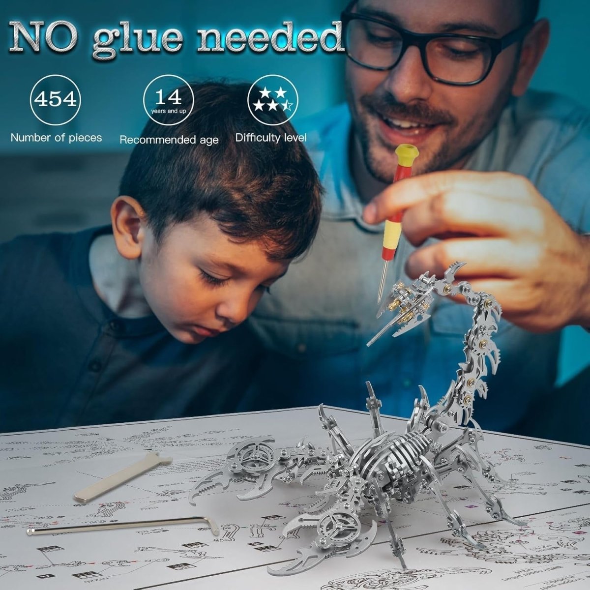 3D Metal Scorpion Puzzle Kit 454PCS Silver DIY Mechanical Model Gift - Kwikley