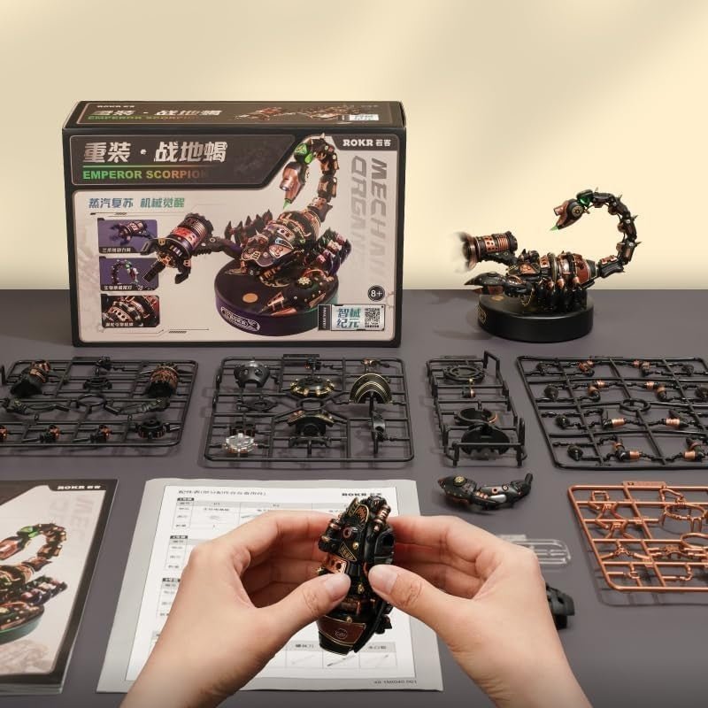 3D Metal Scorpion Puzzle Kit LED Light Steampunk DIY Model 122PCS - Kwikley