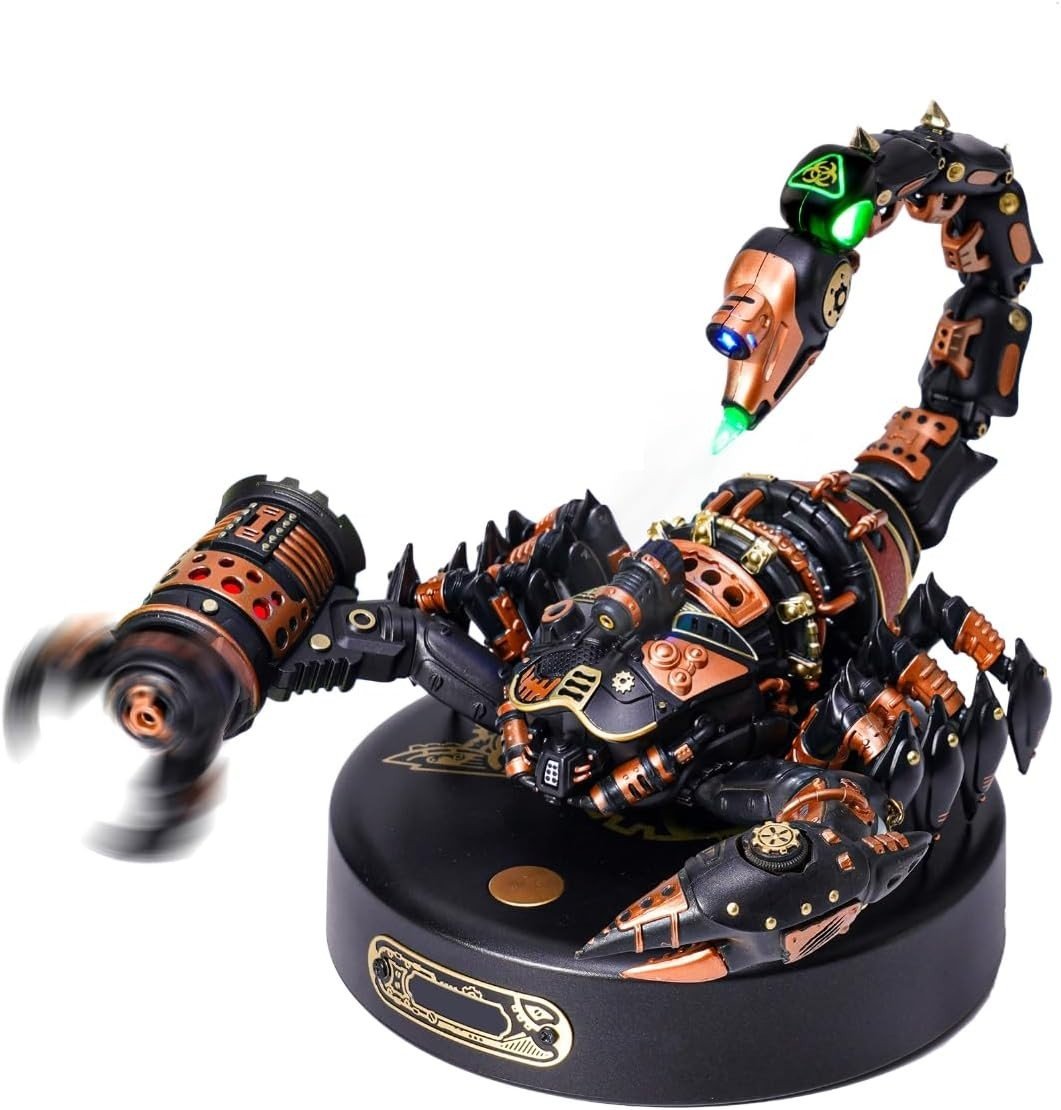 3D Metal Scorpion Puzzle Kit LED Light Steampunk DIY Model 122PCS - Kwikley