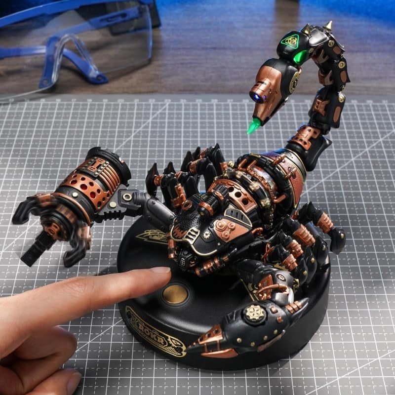 3D Metal Scorpion Puzzle Kit LED Light Steampunk DIY Model 122PCS - Kwikley