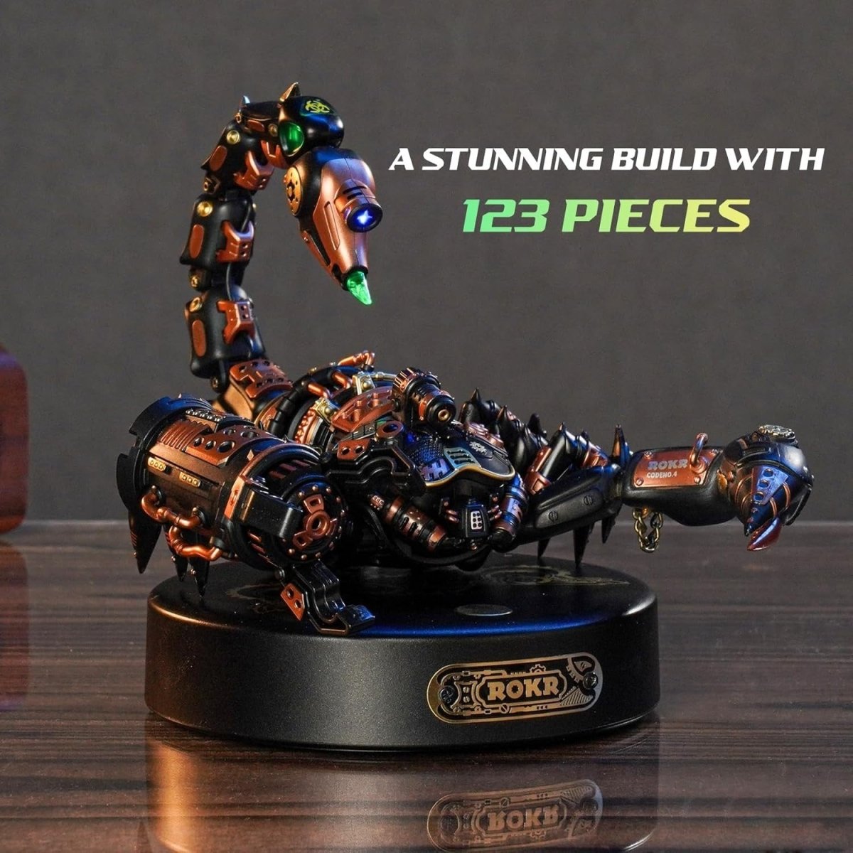 3D Metal Scorpion Puzzle Kit LED Light Steampunk DIY Model 122PCS - Kwikley