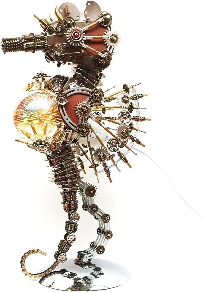 3D Metal Seahorse Puzzle Lamp 2100PCS Steampunk DIY Model Light - Kwikley