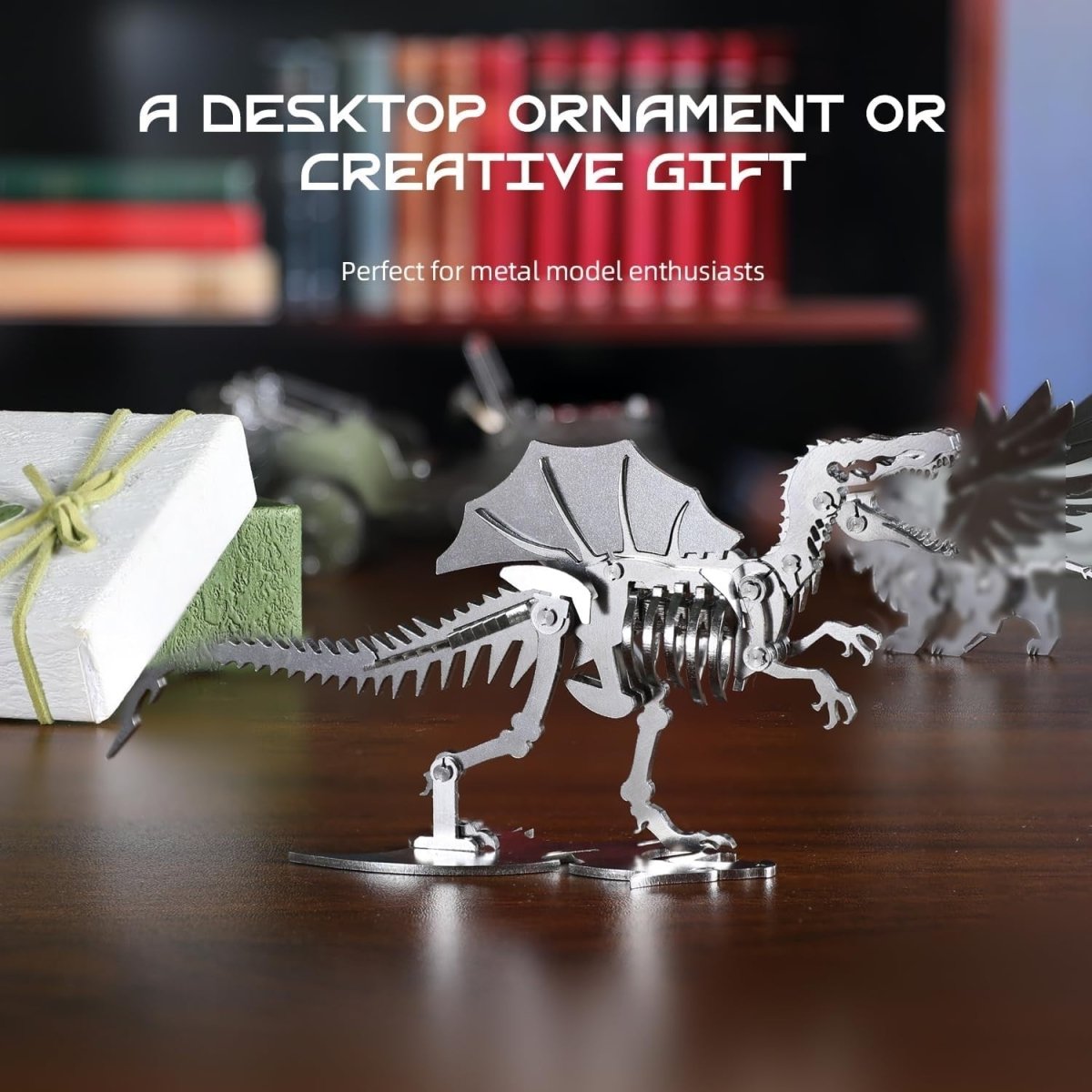 3D Metal Spinosaurus Skeleton Puzzle DIY Dinosaur Model Kit Gift - Kwikley
