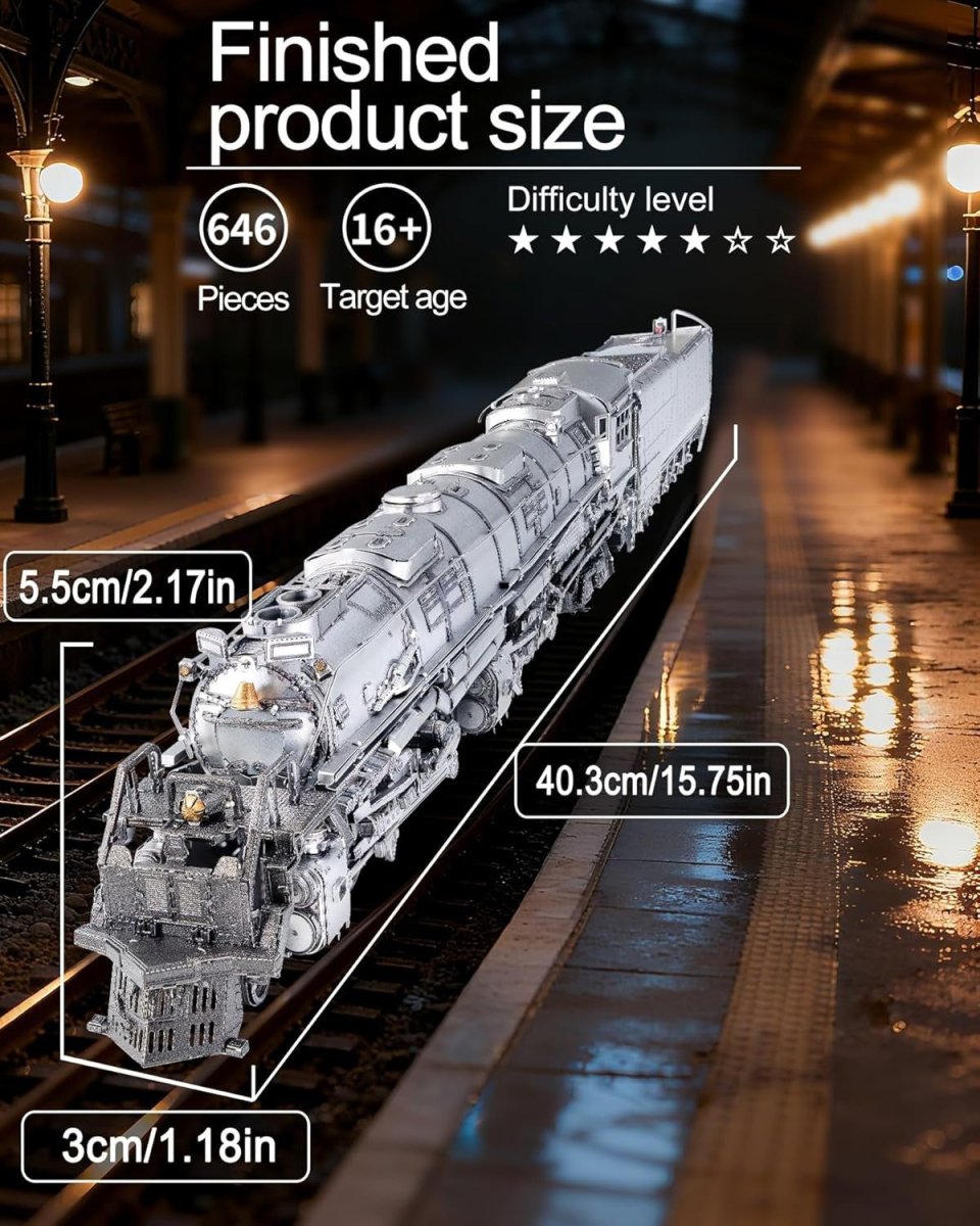 3D Metal Steam Locomotive Puzzle DIY Train Model Kit 646PCS Display - Kwikley