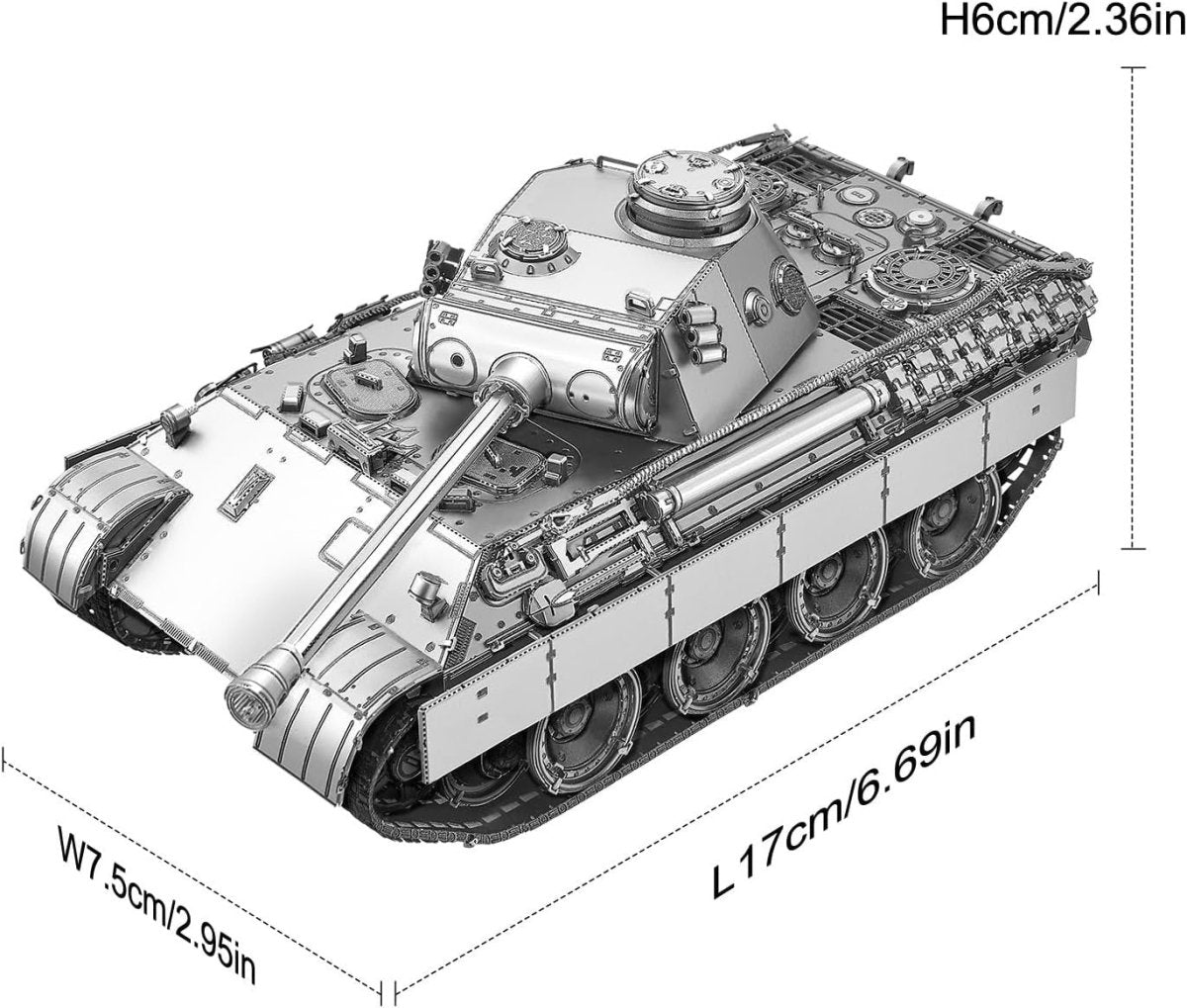 3D Metal Tank Puzzle Kit 259PCS Military Panther DIY Model Build - Kwikley