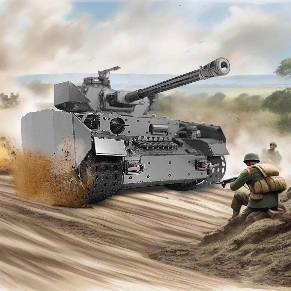3D Metal Tank Puzzle Kit 433PCS Military Model DIY Stainless Steel - Kwikley