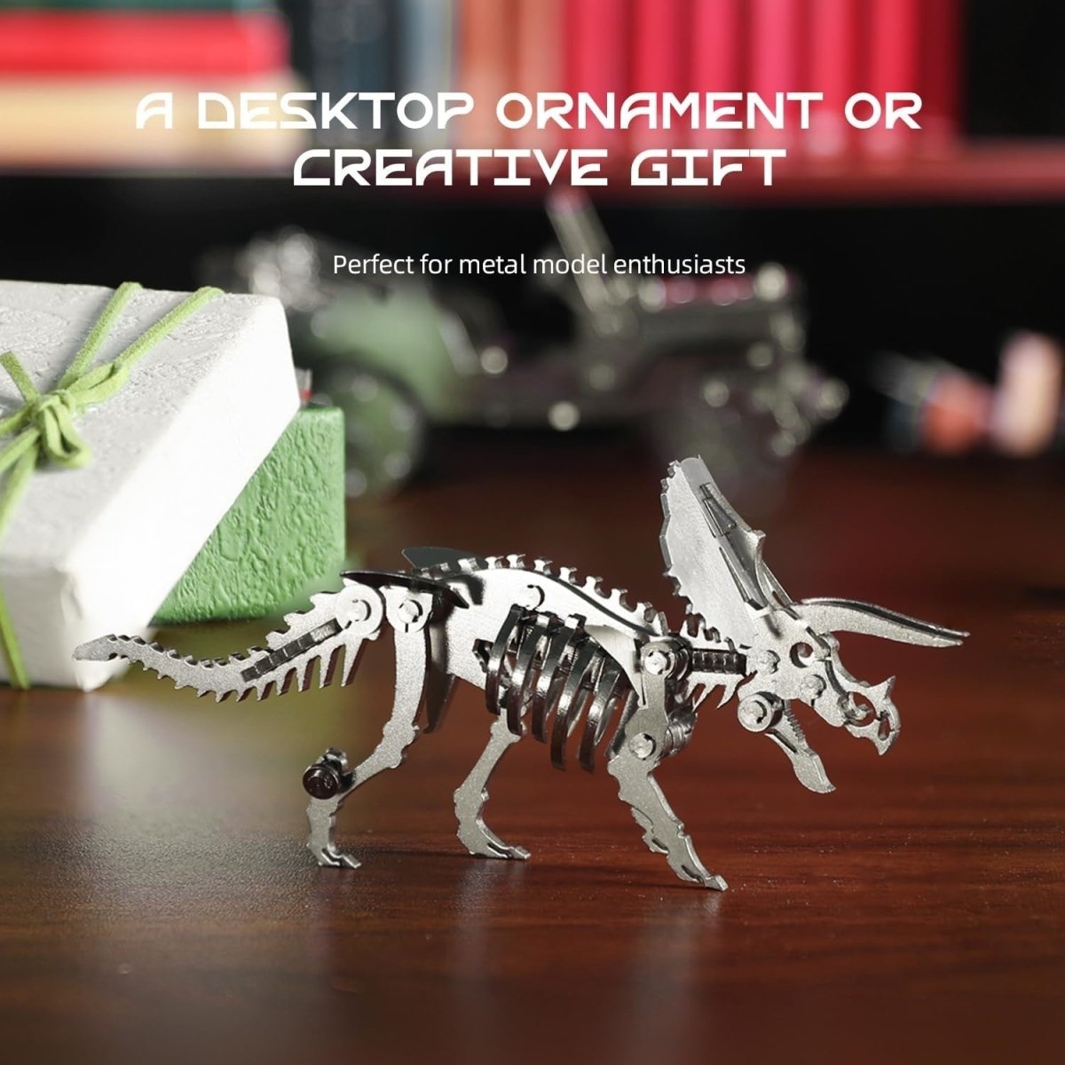 3D Metal Triceratops Skeleton Puzzle DIY Dinosaur Model Kit Gift - Kwikley