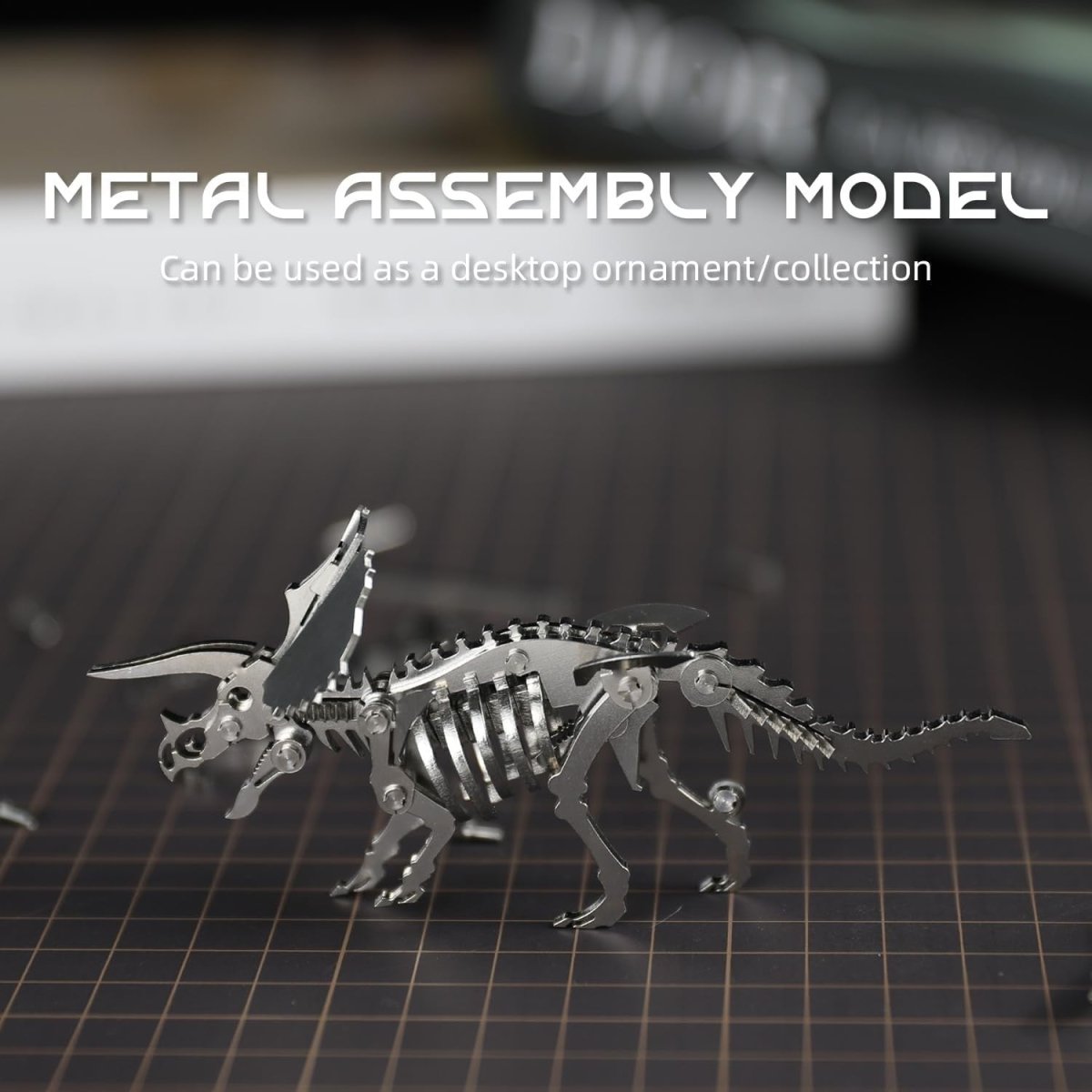 3D Metal Triceratops Skeleton Puzzle DIY Dinosaur Model Kit Gift - Kwikley