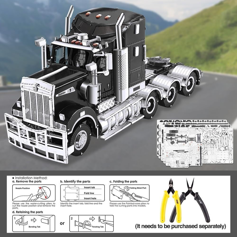 3D Metal Truck Model Kit DIY Stainless Steel Puzzle 308PCS Adult Build - Kwikley