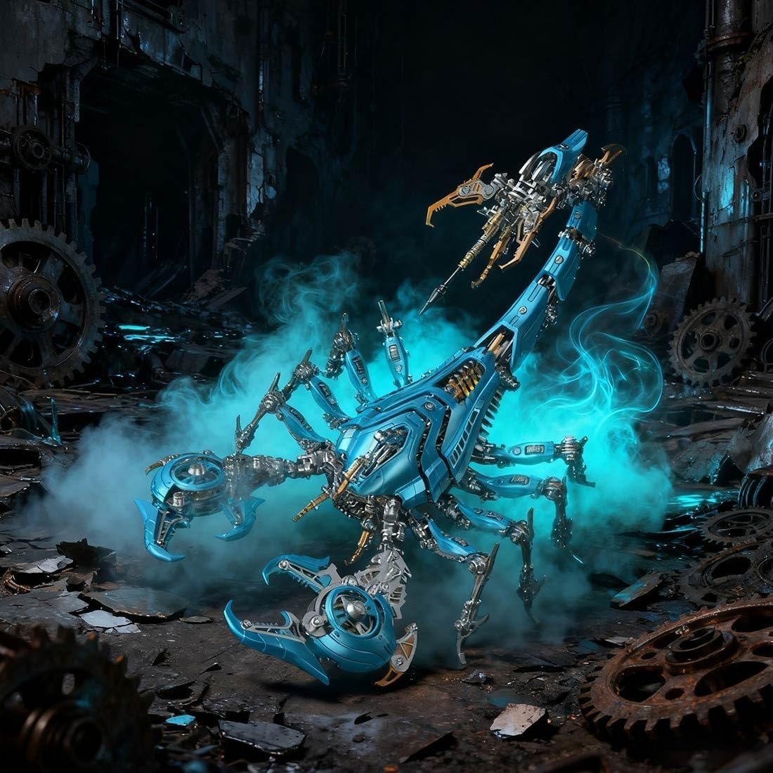 3D Metal War Scorpion Model Kit 1073PCS Mechanical Animal Puzzle Blue - Kwikley