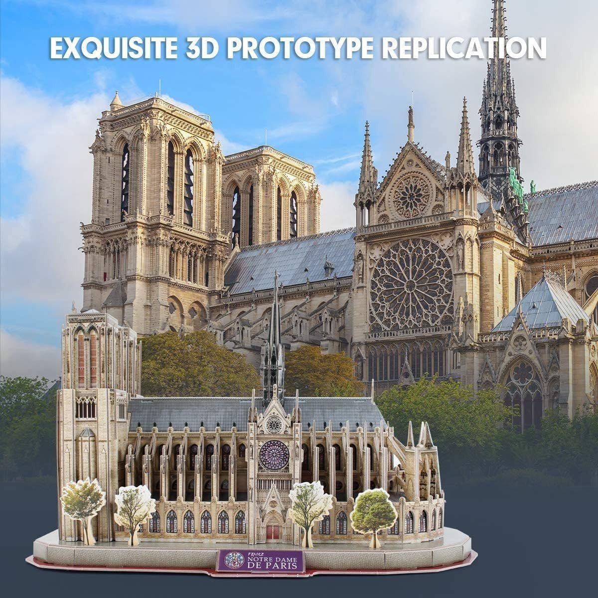 3D Notre Dame Paris Puzzle 128 Piece Architecture Model Kit Gift - Kwikley
