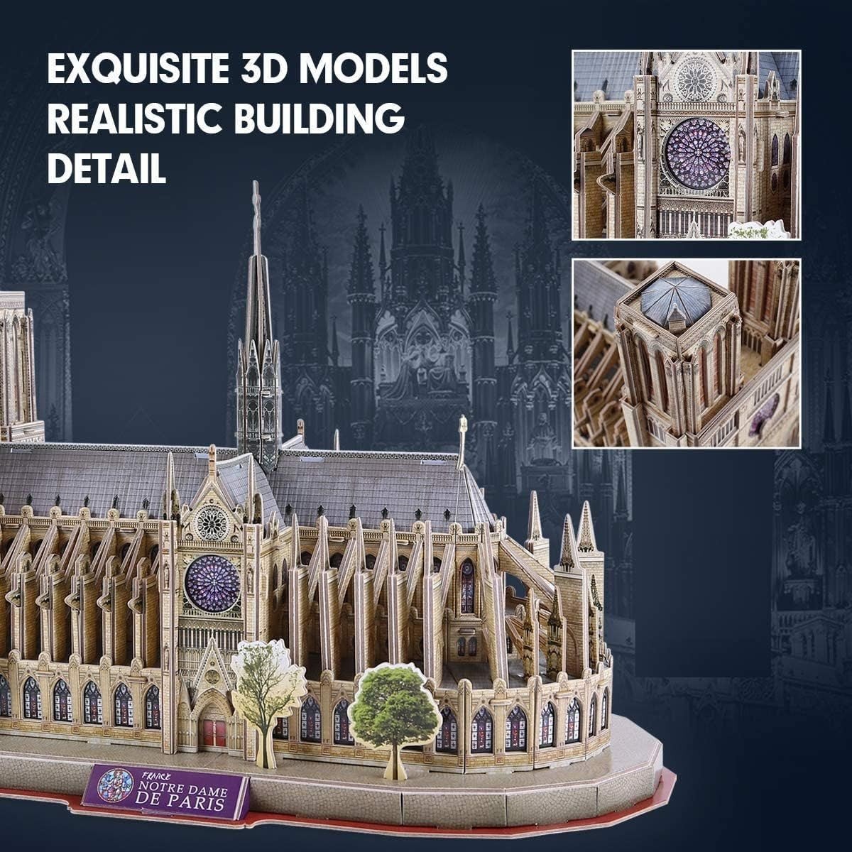 3D Notre Dame Paris Puzzle 128 Piece Architecture Model Kit Gift - Kwikley