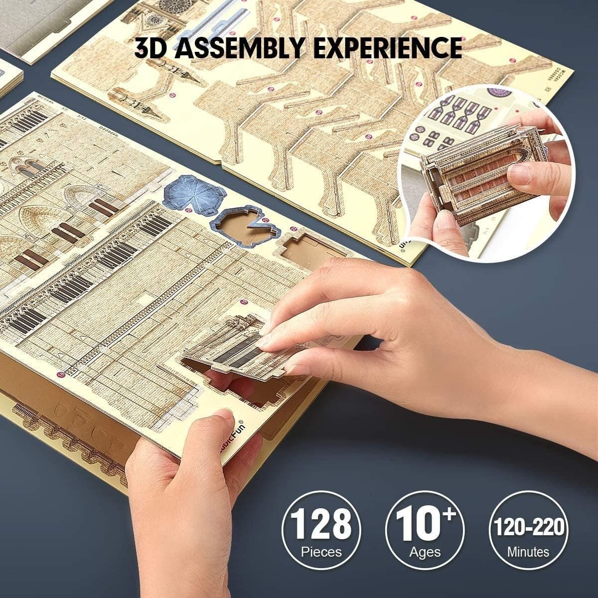 3D Notre Dame Paris Puzzle 128 Piece Architecture Model Kit Gift - Kwikley