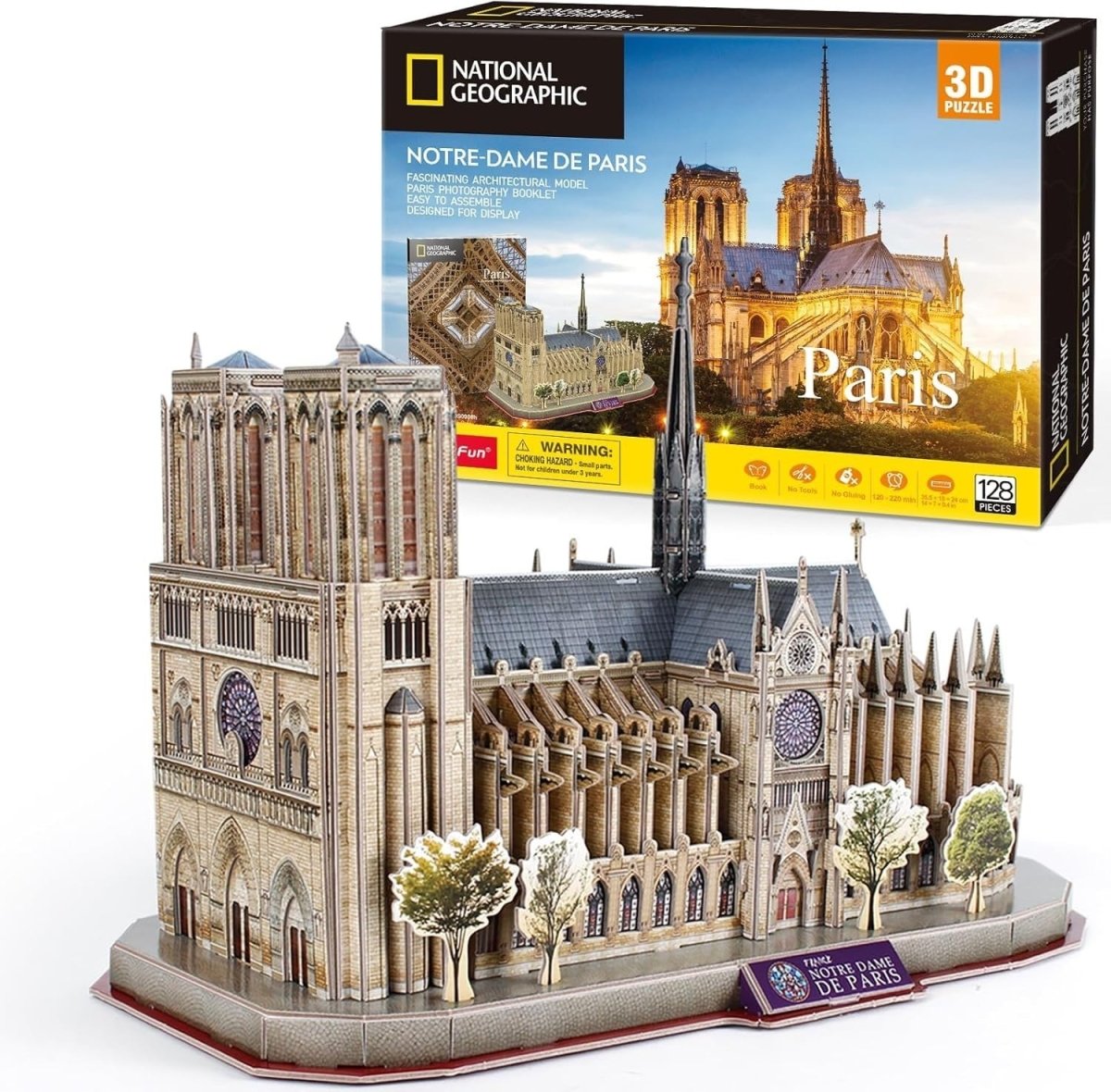 3D Notre Dame Paris Puzzle 128 Piece Architecture Model Kit Gift - Kwikley