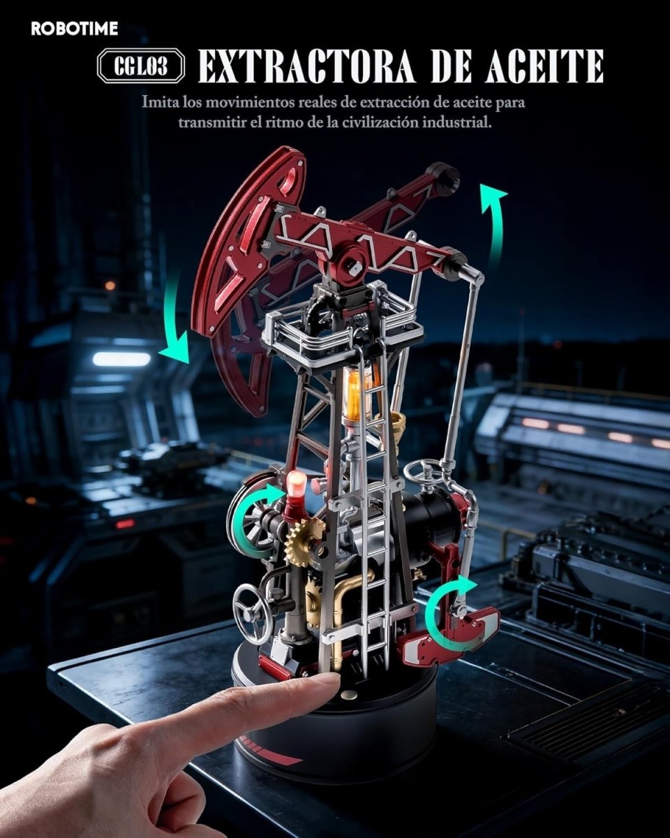 3D Oil Pump Jack Model Kit LED Mechanical Motion Engineering Puzzle - Kwikley