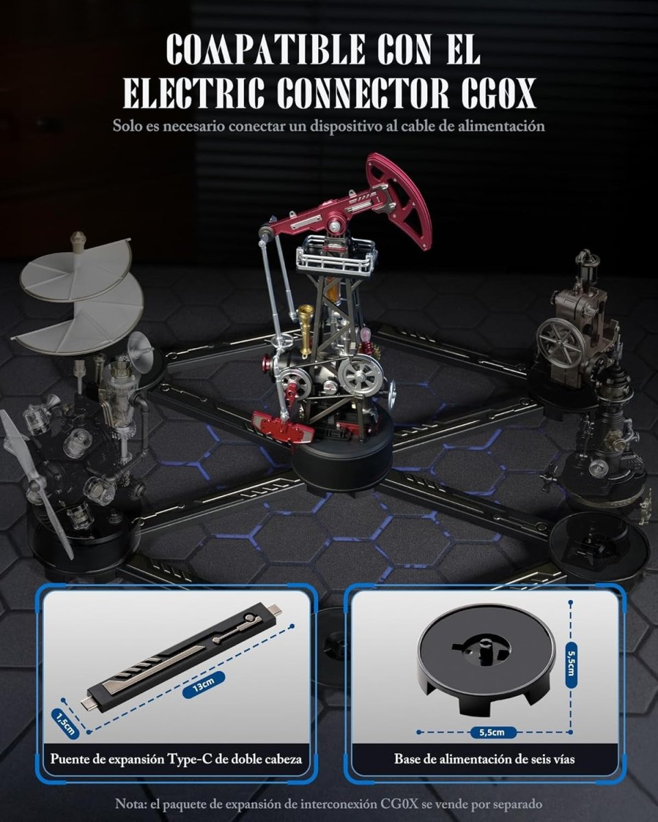 3D Oil Pump Jack Model Kit LED Mechanical Motion Engineering Puzzle - Kwikley
