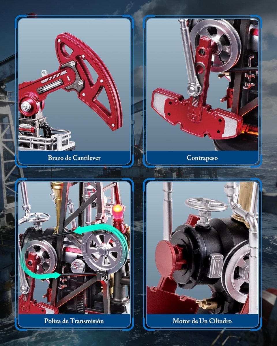 3D Oil Pump Jack Model Kit LED Mechanical Motion Engineering Puzzle - Kwikley