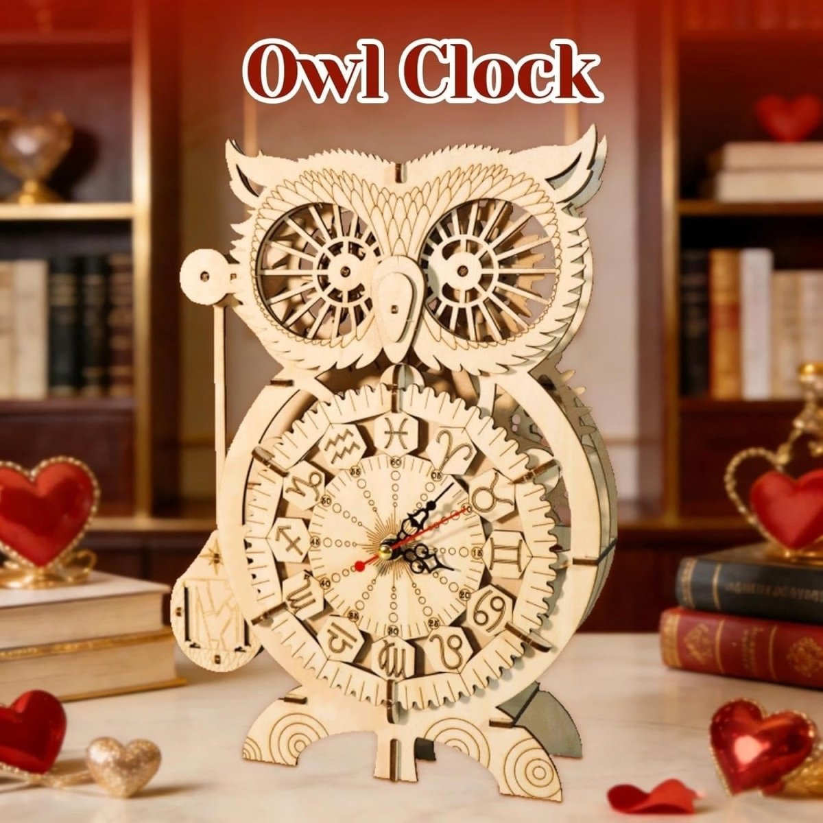 3D Owl Clock Wooden Puzzle Mechanical Pendulum Model Kit DIY Gift - Kwikley