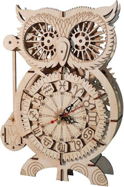 3D Owl Clock Wooden Puzzle Mechanical Pendulum Model Kit DIY Gift - Kwikley