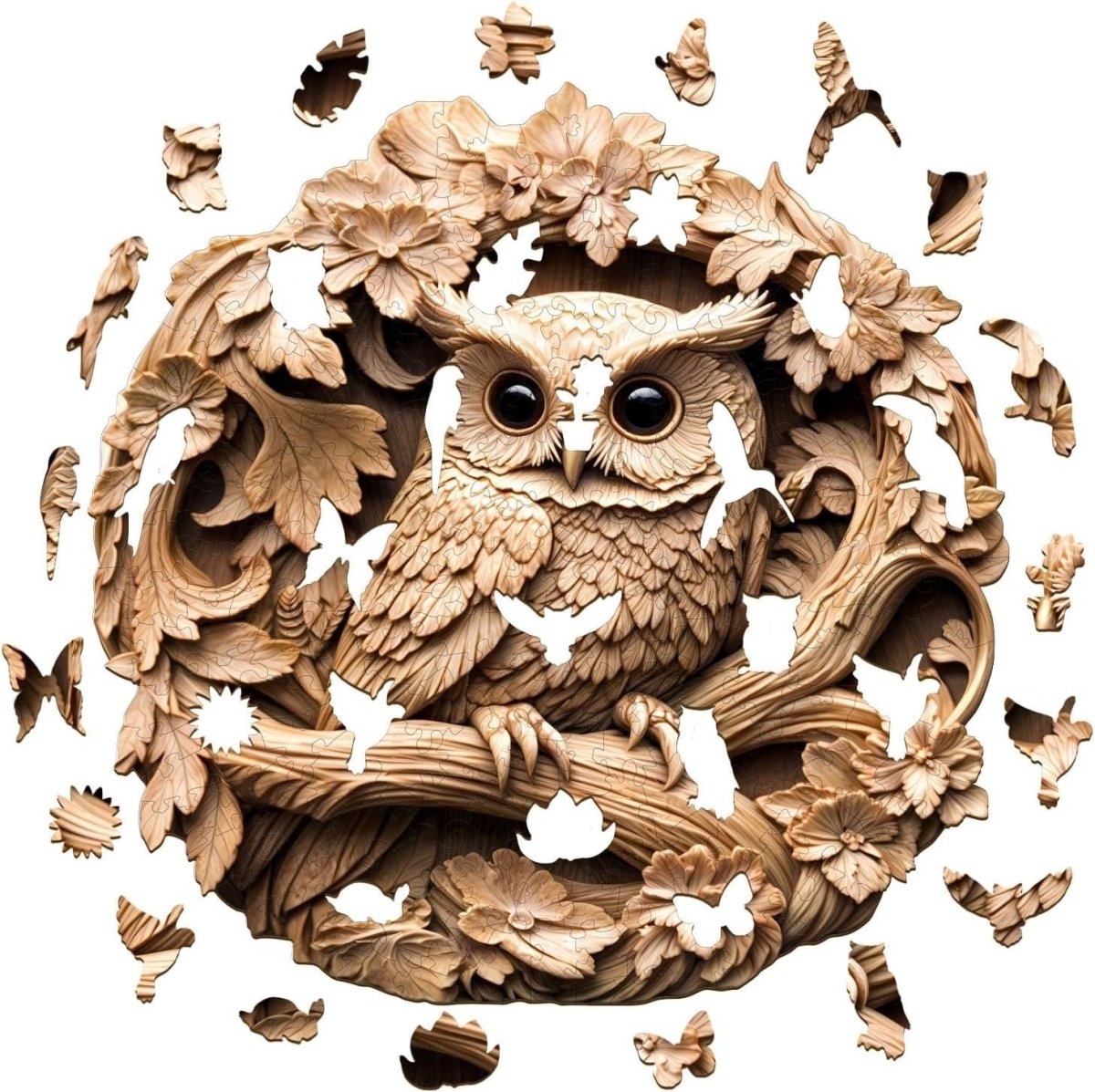 3D Owl Wooden Puzzle 290 Piece Animal Jigsaw with Gift Box Decor - Kwikley