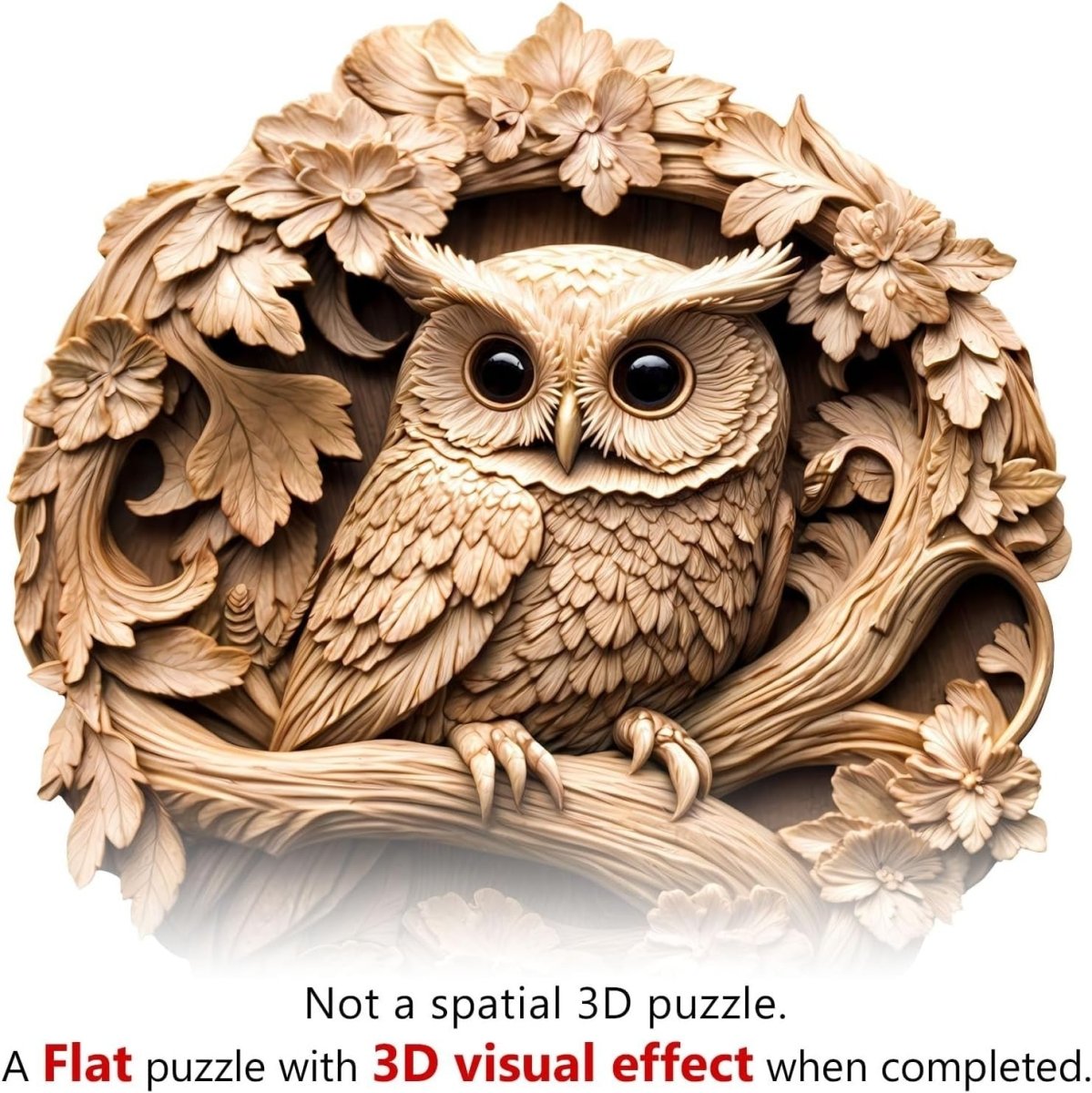 3D Owl Wooden Puzzle 290 Piece Animal Jigsaw with Gift Box Decor - Kwikley