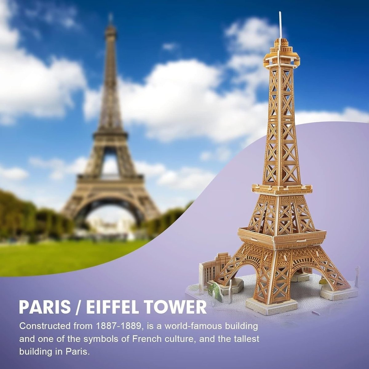 3D Paris Skyline Puzzle Eiffel Tower Louvre Model Kit 114PCS Gift - Kwikley