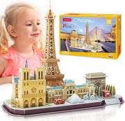 3D Paris Skyline Puzzle Eiffel Tower Louvre Model Kit 114PCS Gift - Kwikley