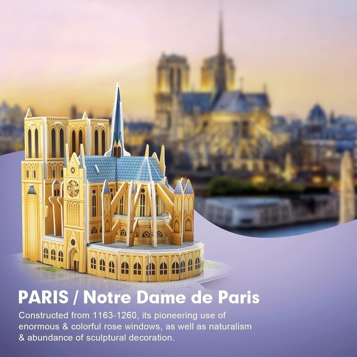 3D Paris Skyline Puzzle Eiffel Tower Louvre Model Kit 114PCS Gift - Kwikley