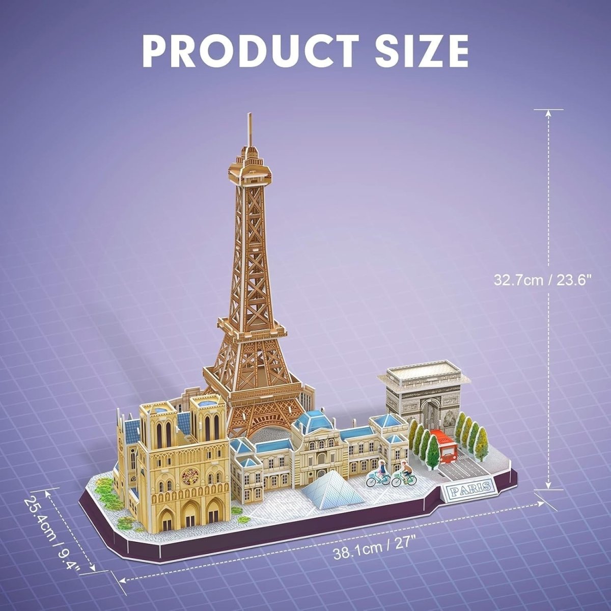 3D Paris Skyline Puzzle Eiffel Tower Louvre Model Kit 114PCS Gift - Kwikley