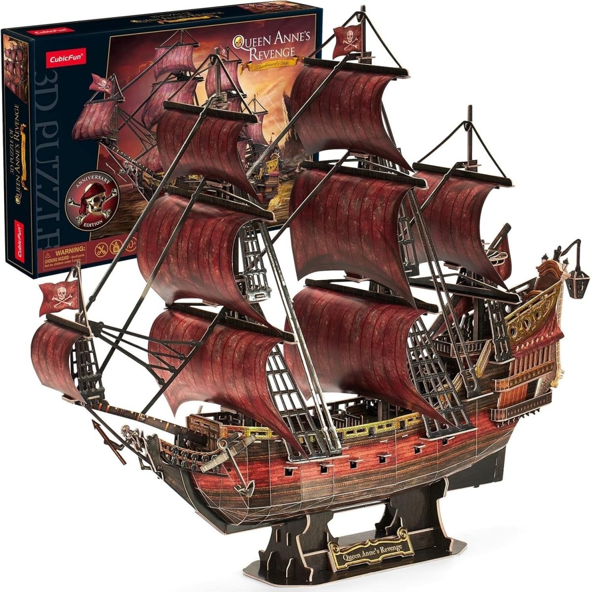 3D Pirate Ship Puzzle 391 Piece Black Pearl Model Kit Display Gift - Kwikley