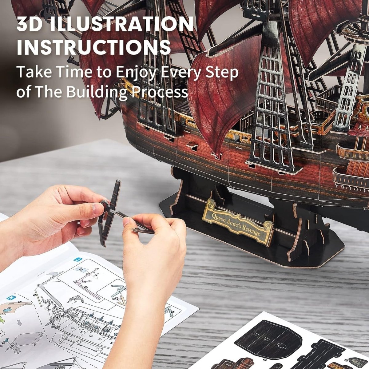 3D Pirate Ship Puzzle 391 Piece Black Pearl Model Kit Display Gift - Kwikley