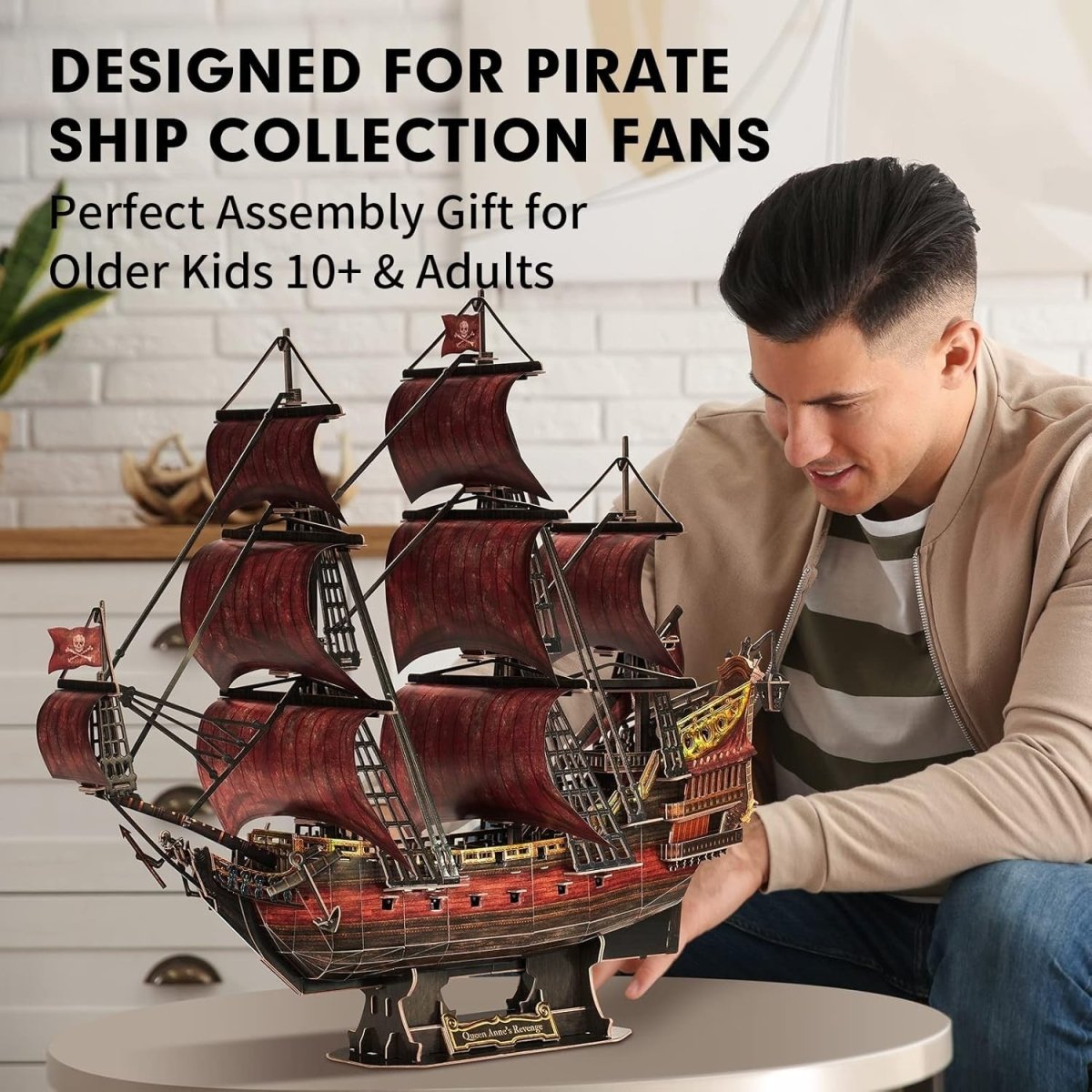 3D Pirate Ship Puzzle 391 Piece Black Pearl Model Kit Display Gift - Kwikley