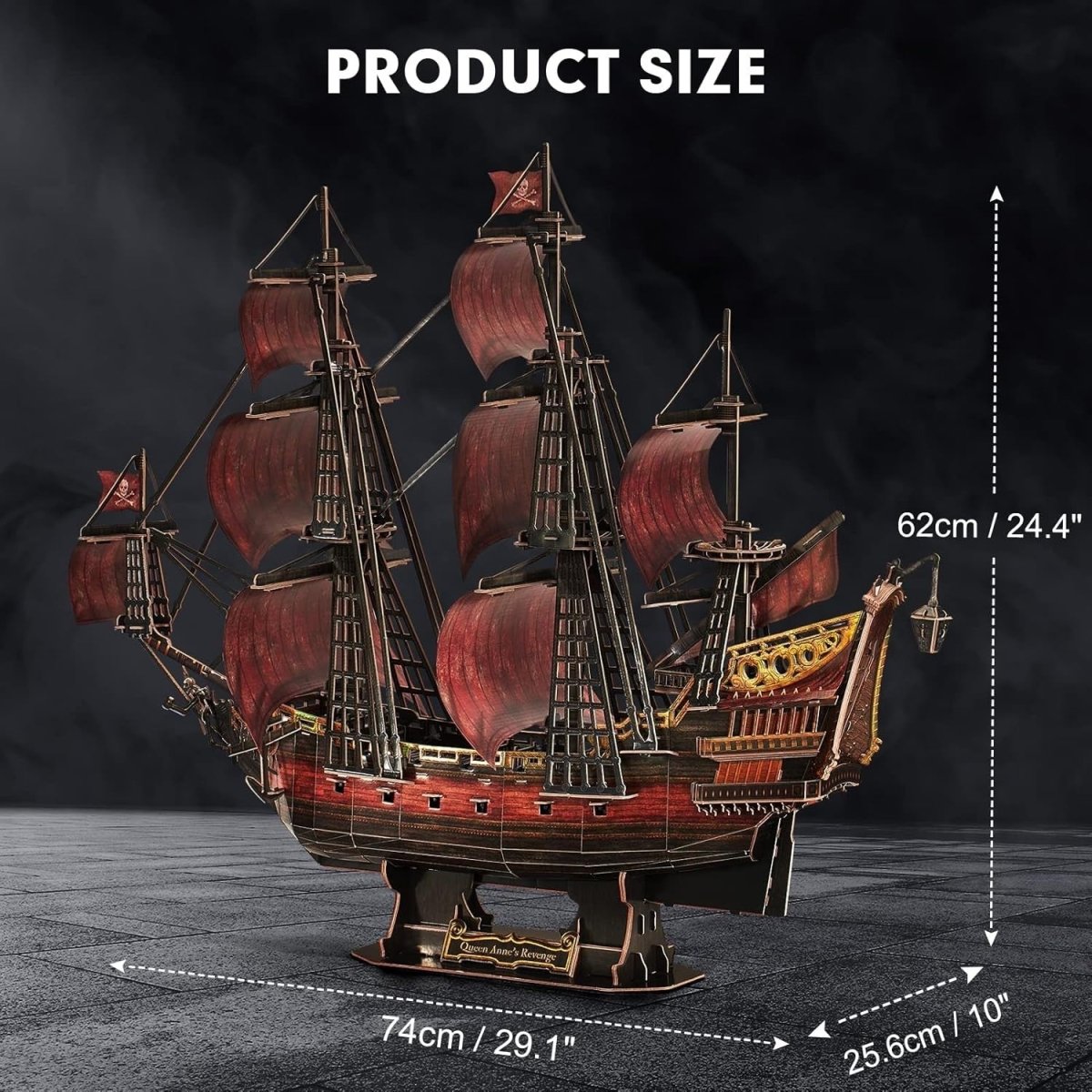 3D Pirate Ship Puzzle 391 Piece Black Pearl Model Kit Display Gift - Kwikley