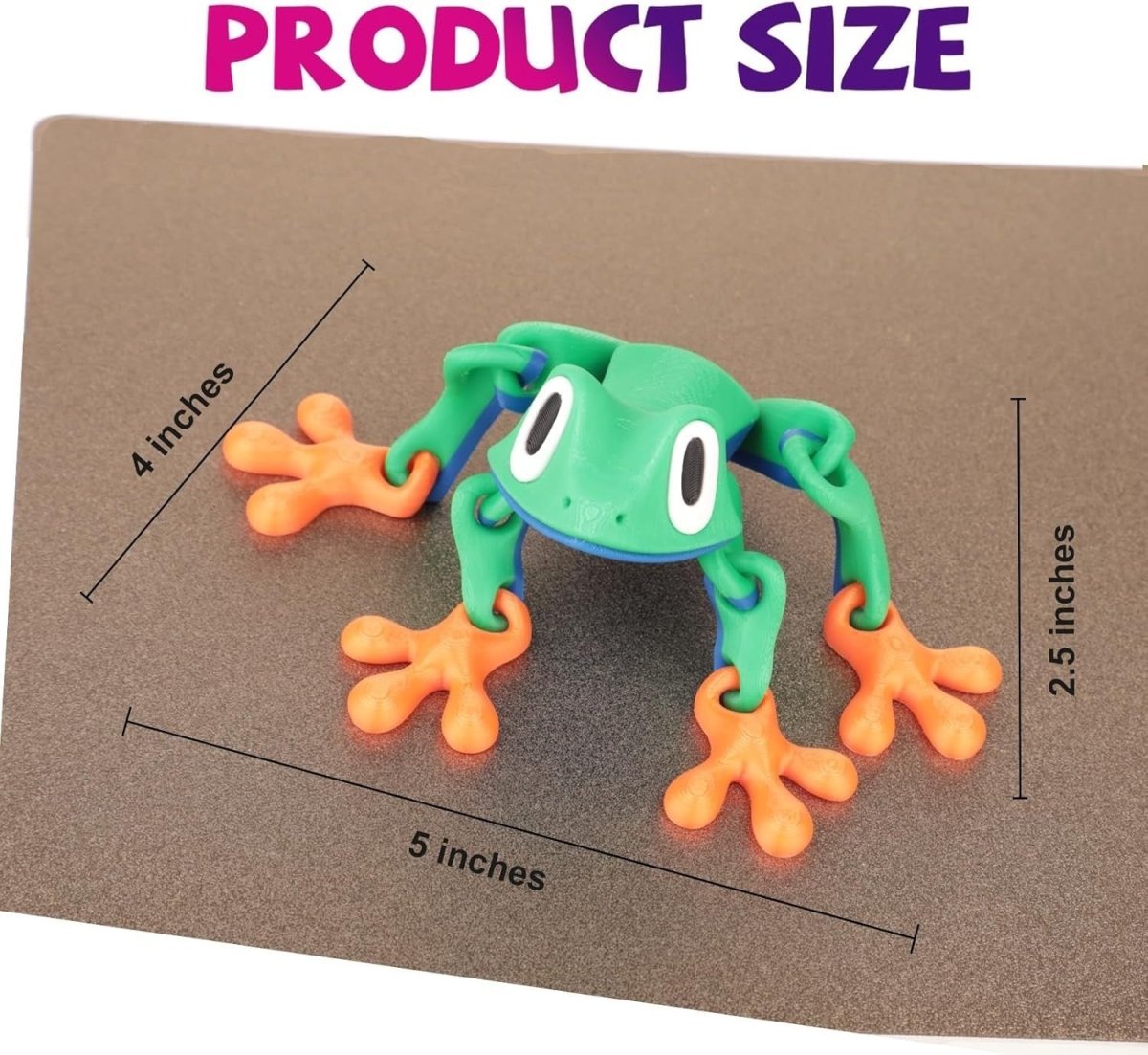 3D Printed Frog Fidget Toy Desk Stress Relief Articulated Animal - Kwikley