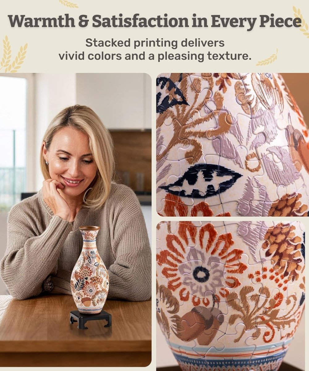 3D Puzzle Flower Vase DIY Home Decor Autumn Floral Gift 160 Pieces - Kwikley