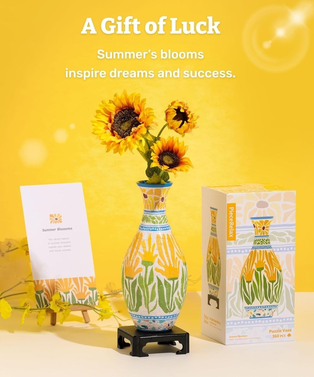 3D Puzzle Flower Vase DIY Summer Blossom Home Decor Gift 160 Pieces - Kwikley