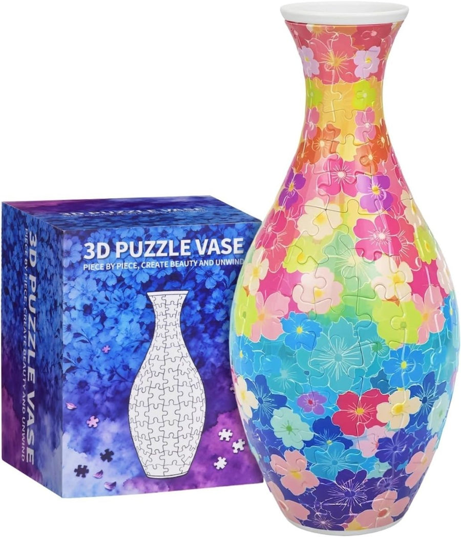 3D Puzzle Flower Vase Kit 160PCS Curved Plastic Colorful Floral Decor - Kwikley