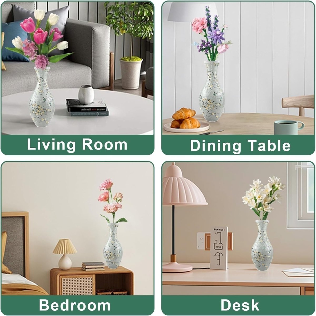 3D Puzzle Flower Vase Kit 160PCS DIY Floral Home Decor Gift Craft - Kwikley