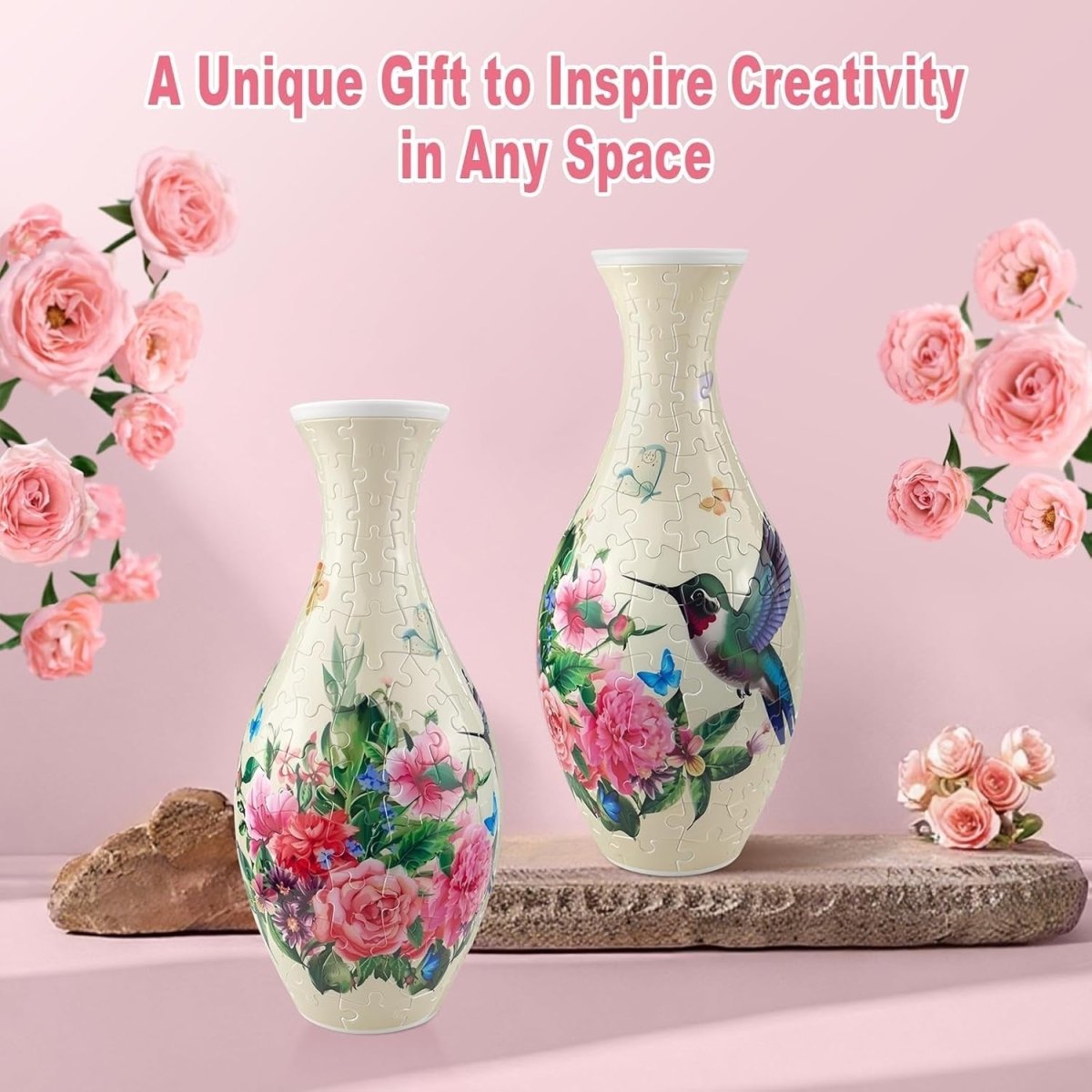 3D Puzzle Flower Vase Kit 160PCS DIY Hummingbird Home Decor Gift - Kwikley