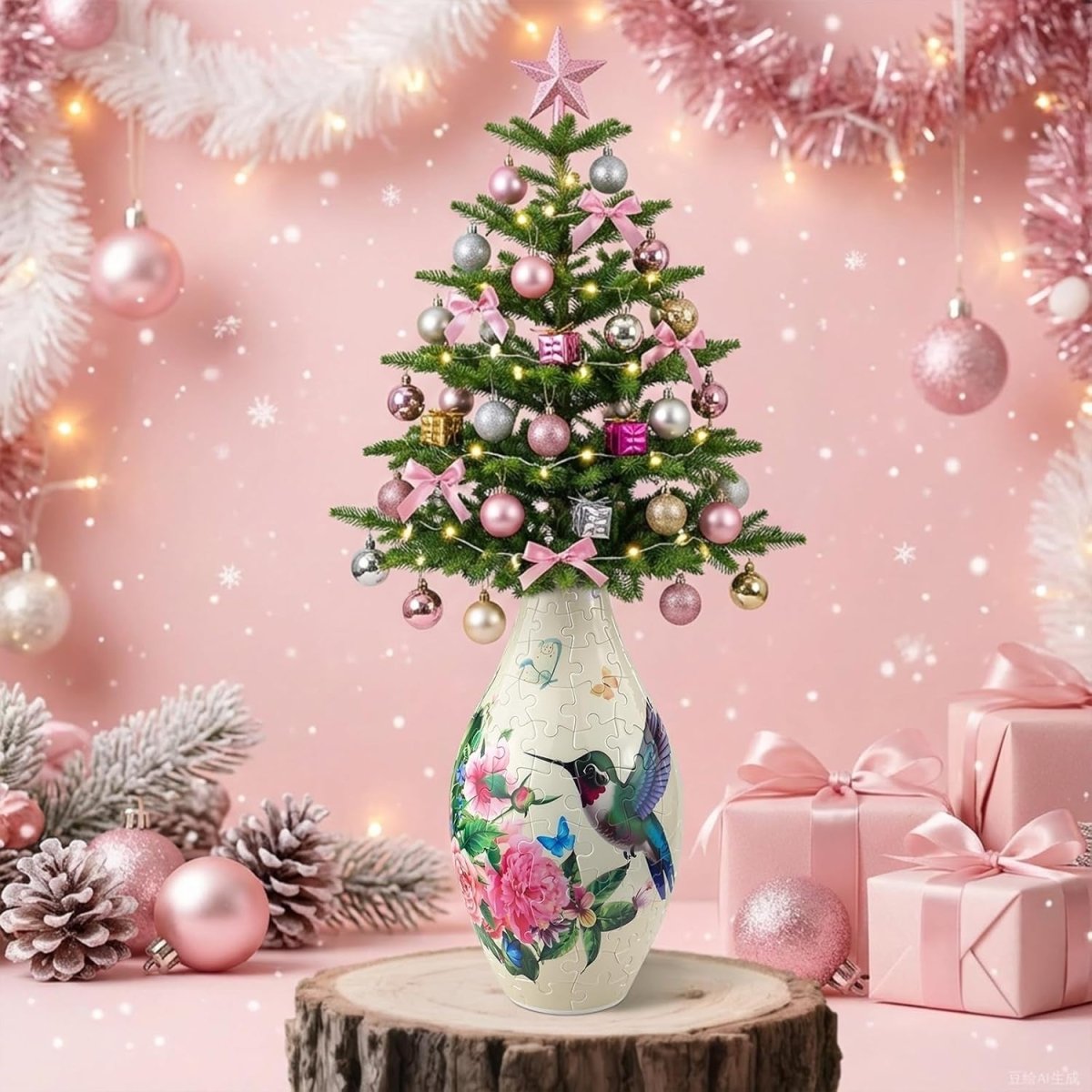 3D Puzzle Flower Vase Kit 160PCS DIY Hummingbird Home Decor Gift - Kwikley