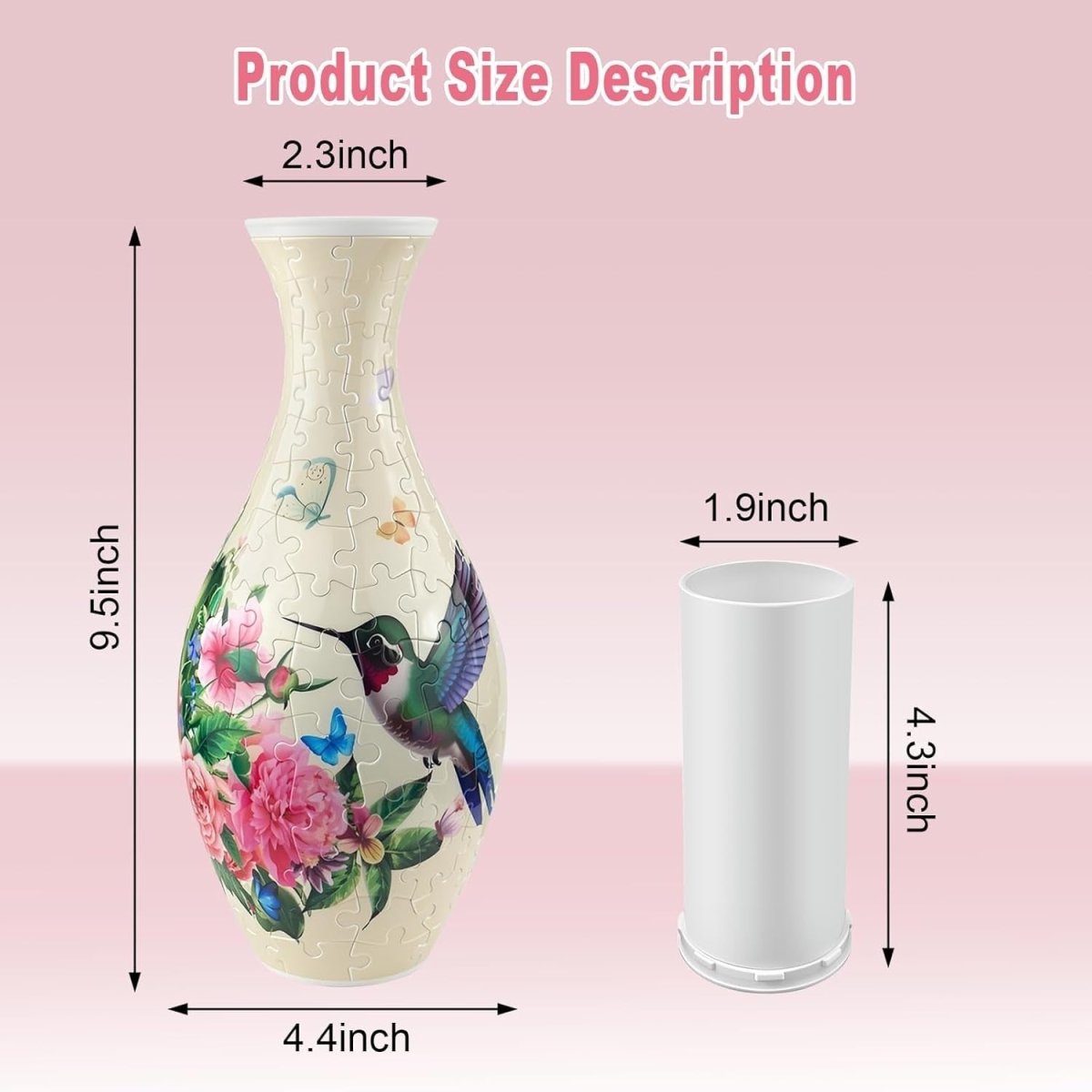 3D Puzzle Flower Vase Kit 160PCS DIY Hummingbird Home Decor Gift - Kwikley