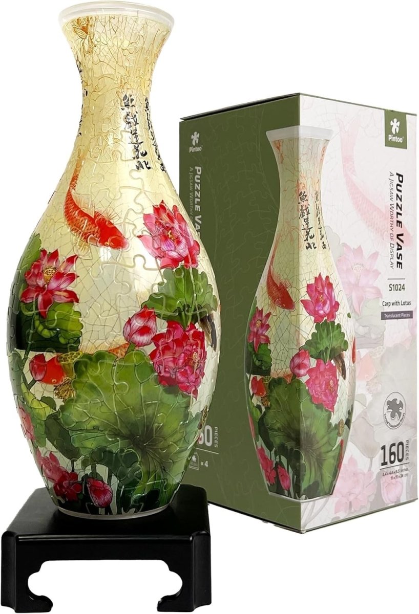 3D Puzzle Vase 160 Piece Carp Lotus Floral Vase Home Decor Gift - Kwikley