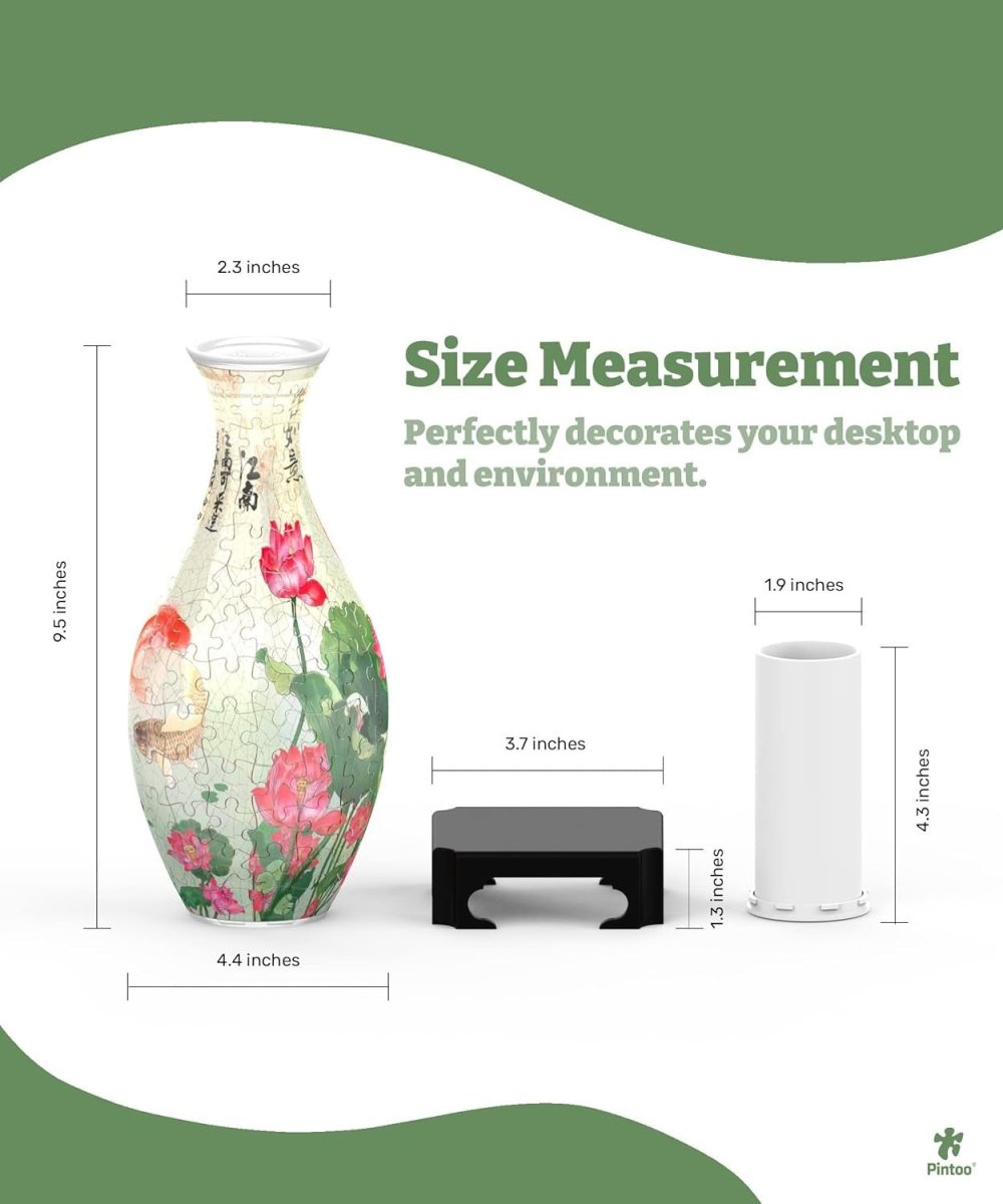 3D Puzzle Vase 160 Piece Carp Lotus Floral Vase Home Decor Gift - Kwikley